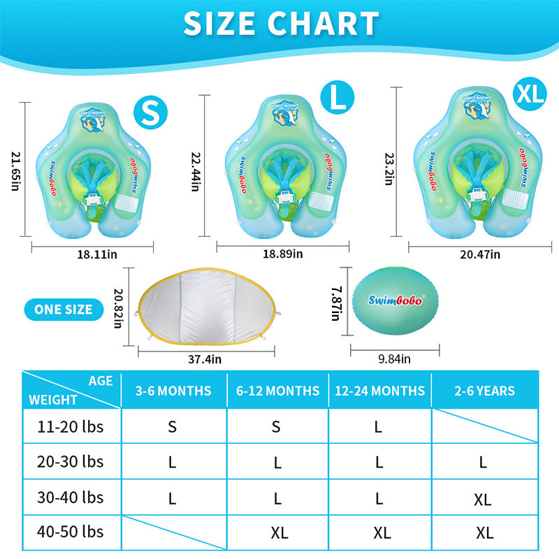 Baby Swimming Ring with Canopy & Seat Float – Blue Cartoon Design