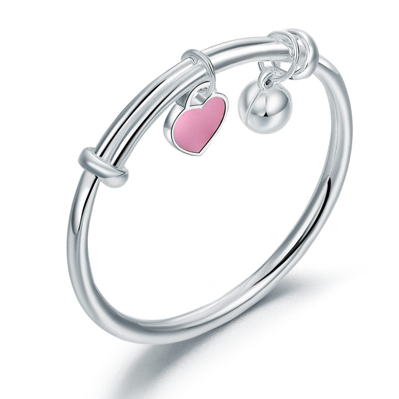 Newborn Girl 999 Pure Silver Pink Heart Baby Bangle XFB8108-1