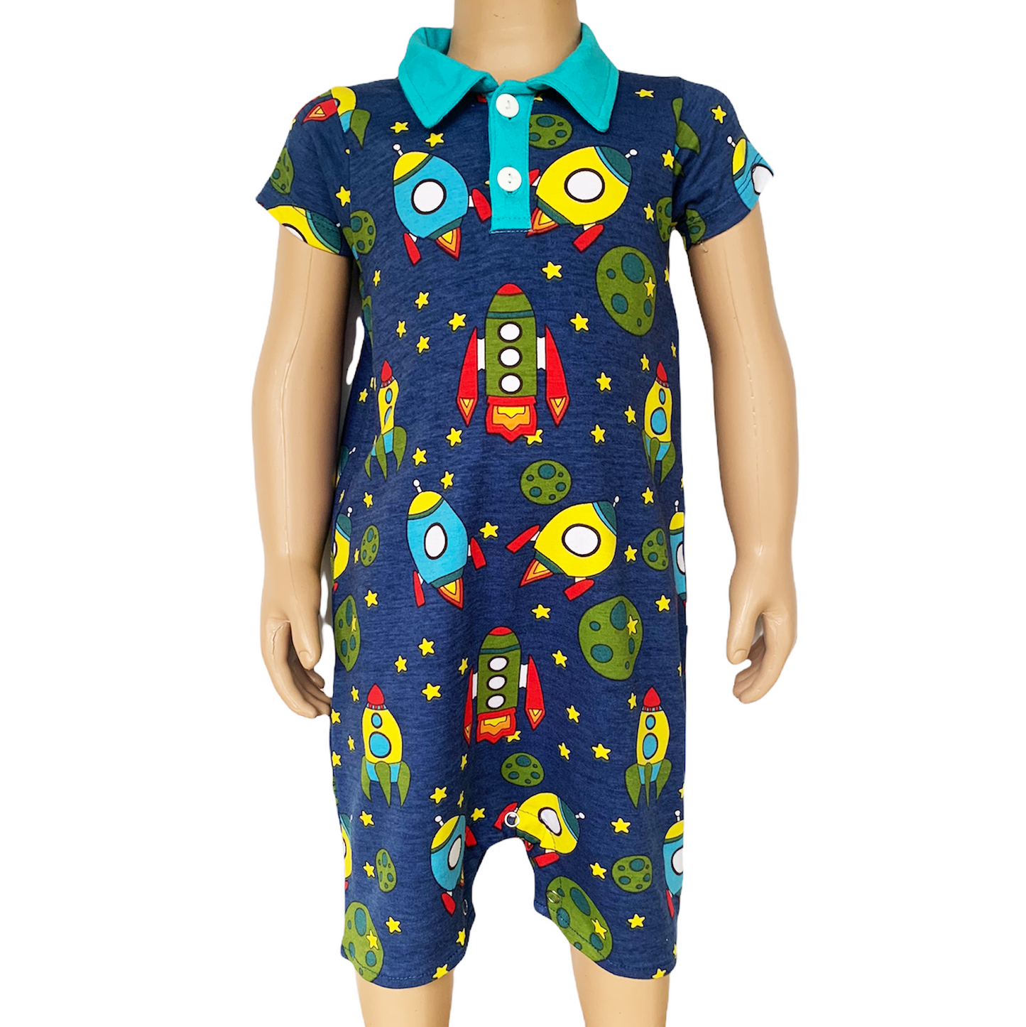 AnnLoren Spaceship short sleeve Baby Toddler Boys Romper