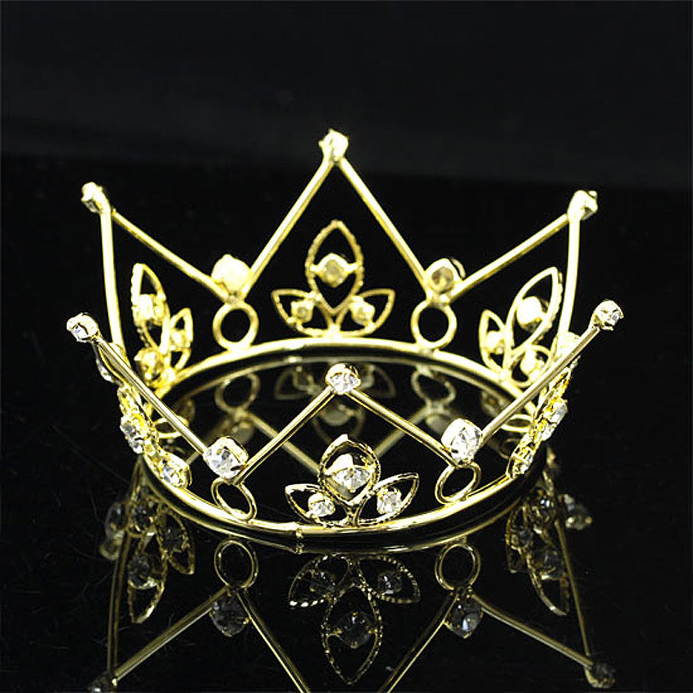 Newborn Baby Gold Mini Crown Photo Prop Full Circle Round Tiara XT1136-3