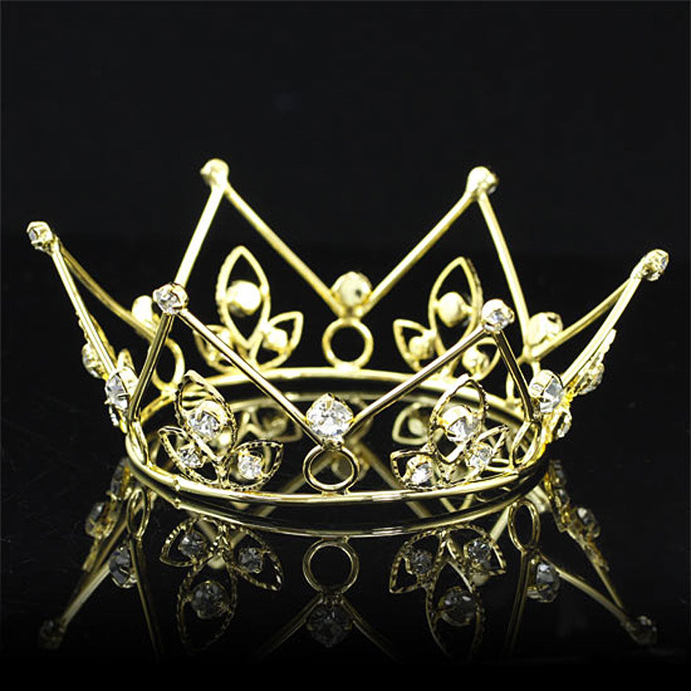 Newborn Baby Gold Mini Crown Photo Prop Full Circle Round Tiara XT1136-2