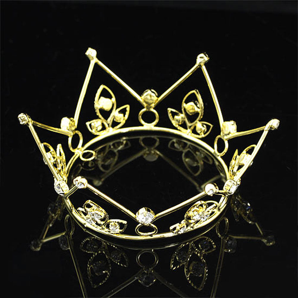 Newborn Baby Gold Mini Crown Photo Prop Full Circle Round Tiara XT1136-1