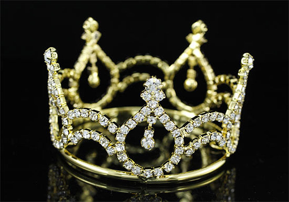 Newborn Baby Photo Prop Round Full Circle Rhinestone Mini Tiara Crown XT1733-0