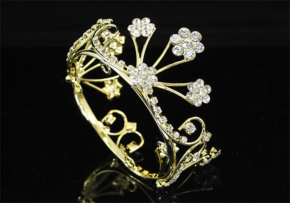 Newborn Baby Photo Prop Round Full Circle Rhinestone Gold Flower Mini Tiara Crown XT1806-1
