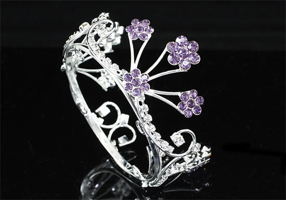Newborn Baby Photo Prop Round Full Circle Rhinestone Purple Flower Mini Tiara Crown XT1809-1