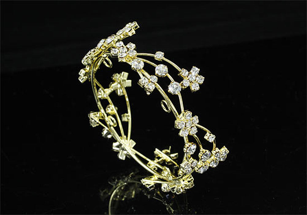 Newborn Baby Photo Prop Round Full Circle Rhinestone Gold Flower Mini Tiara Crown XT1812-0