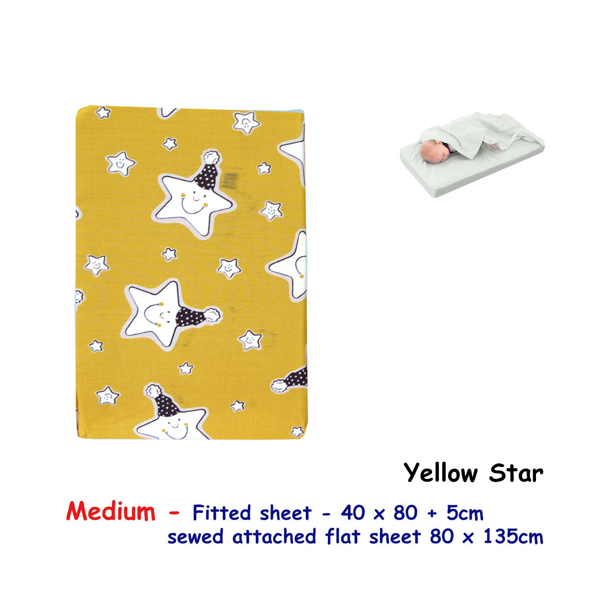 NNEDSZ Yellow Star Bassinet Fitted Sheet with a Flat Sheet Sewed Attached