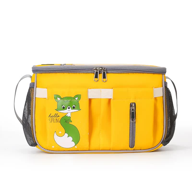NNEDSZ Yellow Stroller Organizer Bag - Multi-Functional Baby Bag with Touchscreen Window, USB Port, and Bottle Holders