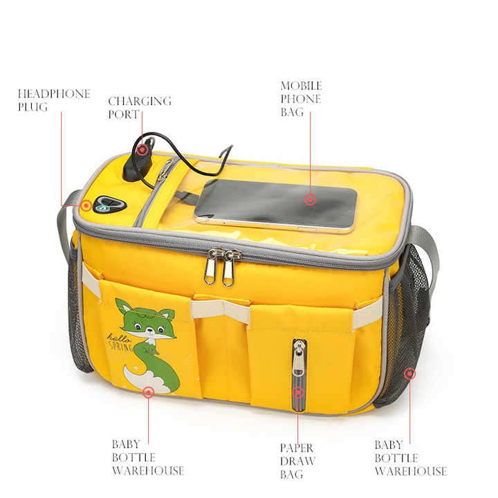 NNEDSZ Green Stroller Organizer Bag - Multi-Functional Baby Bag with Touchscreen Window, USB Port, and Bottle Holders-1