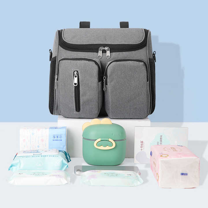 NNEDSZ Black Universal Stroller Organizer Bag - Multi-Pocket Hanging Storage Bag for Baby Essentials