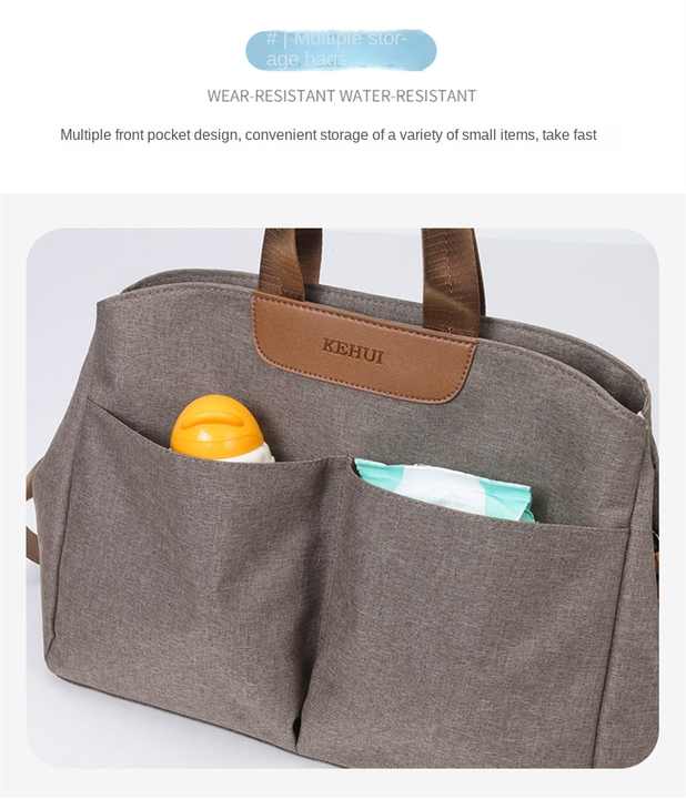 NNEDSZ Grey Multi-functional Baby Diaper Bag with Changing Mat - Travel & Stroller-Friendly Design