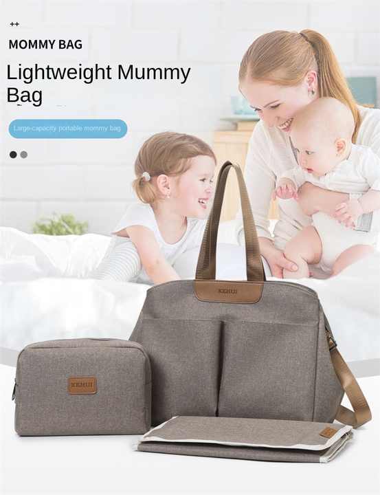 NNEDSZ Dark Grey Multi-functional Baby Diaper Bag with Changing Mat - Travel & Stroller-Friendly Design