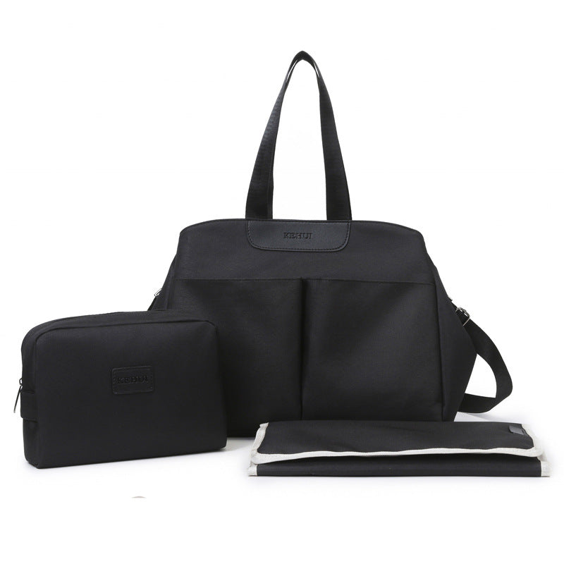 NNEDSZ Black Multi-functional Baby Diaper Bag with Changing Mat - Travel & Stroller-Friendly Design