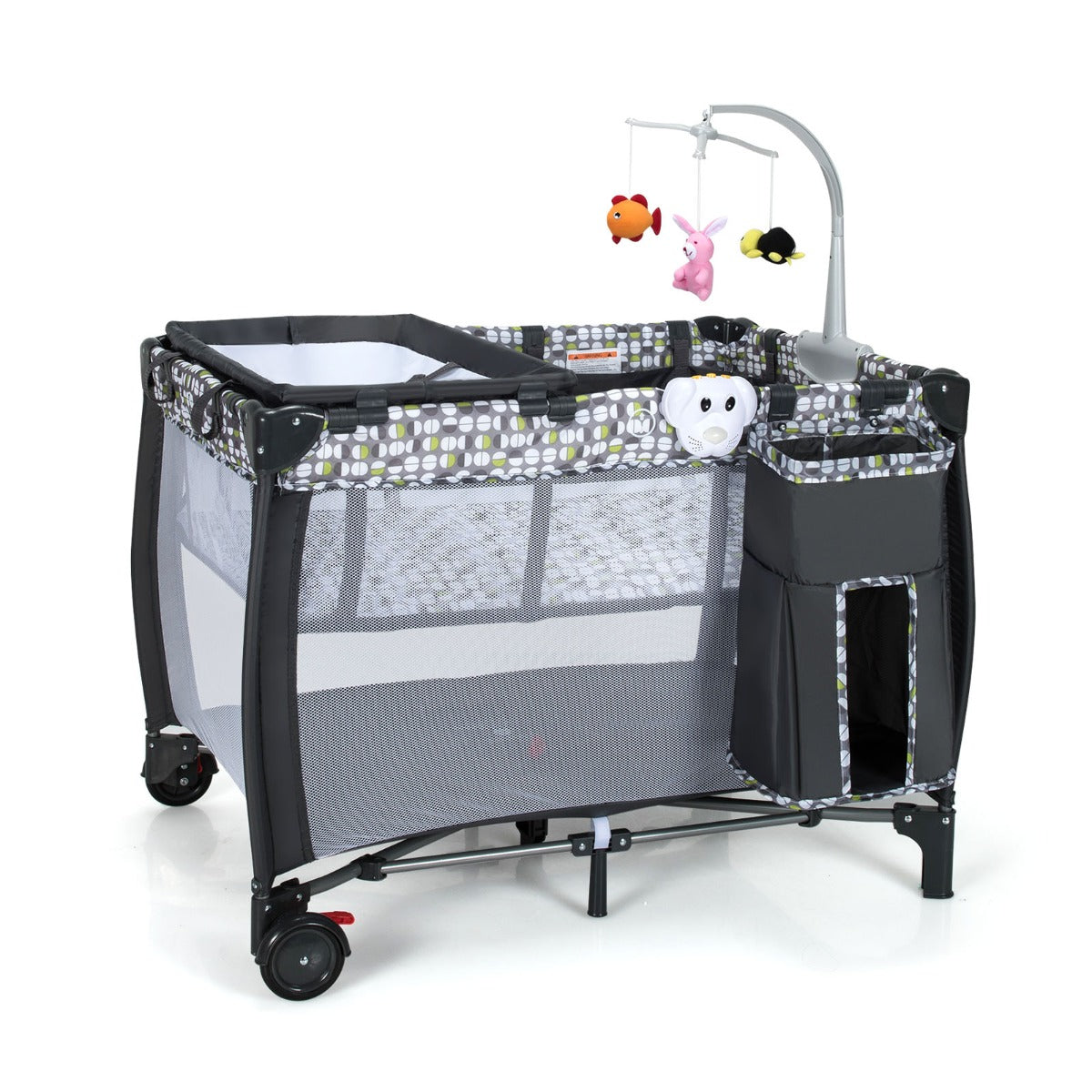 NNECW 3 in 1 Baby Portacot with Bassinet & Changing Table