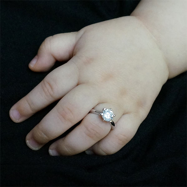 Newborn Baby 925 Sterling Silver Ring Created Diamond Photo Prop XFR8206-1