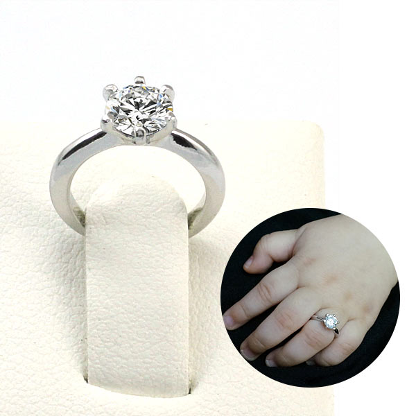 Newborn Baby 925 Sterling Silver Ring Created Diamond Photo Prop XFR8206-0