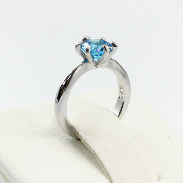 Newborn Baby 925 Sterling Silver Ring Blue Created Diamond Photo Prop XFR8207-3