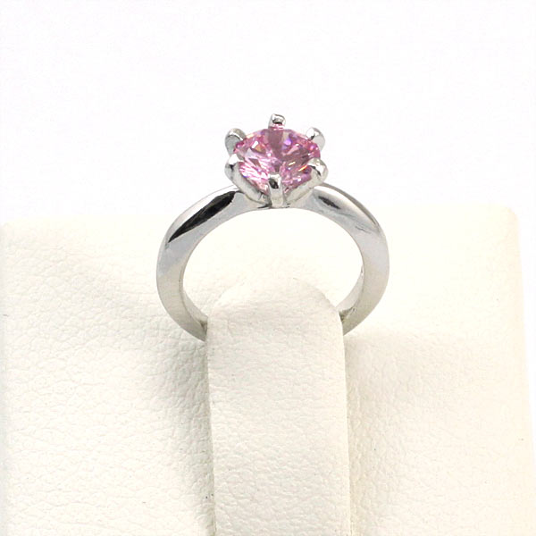Newborn Baby 925 Sterling Silver Ring Pink Created Diamond Photo Prop XFR8208-2