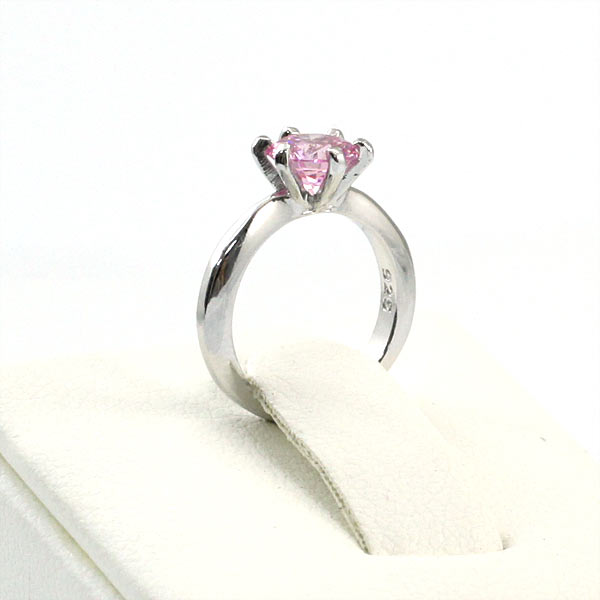 Newborn Baby 925 Sterling Silver Ring Pink Created Diamond Photo Prop XFR8208-3