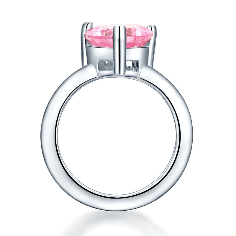 Newborn Baby 925 Sterling Silver Ring Pink Heart Created Diamond Photo Prop XFR8232-2