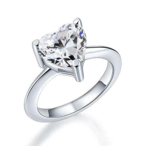 Newborn Baby 925 Sterling Silver Ring Heart Created Diamond Photo Prop XFR8233-0