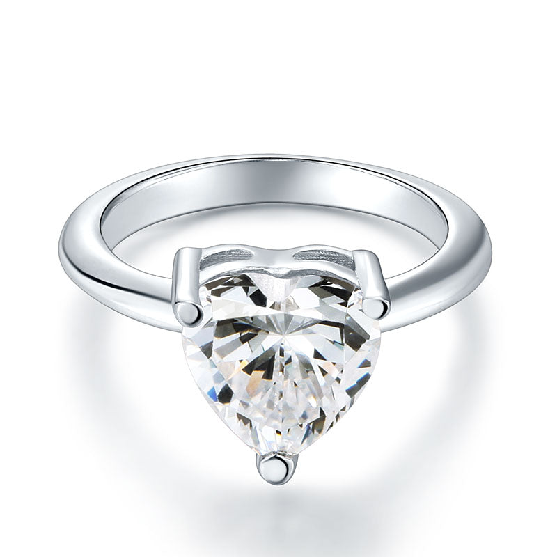 Newborn Baby 925 Sterling Silver Ring Heart Created Diamond Photo Prop XFR8233-1