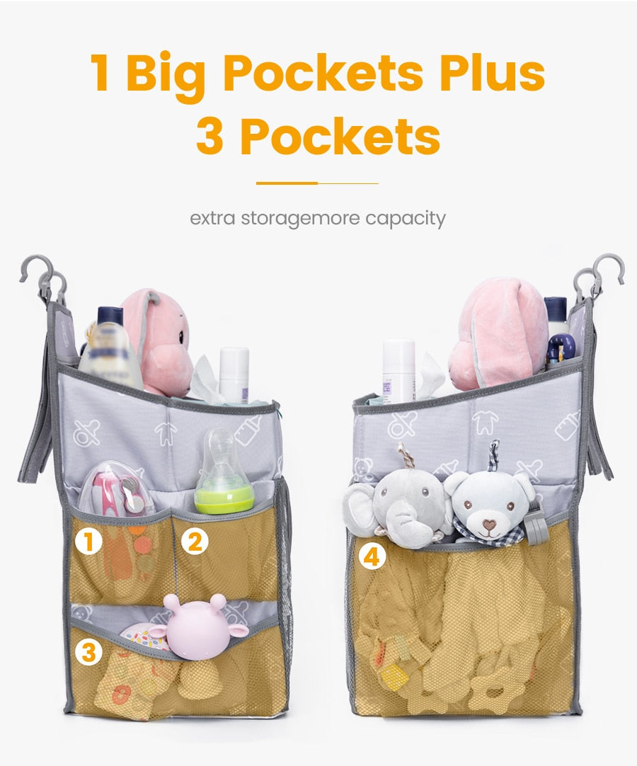 Baby Crib Hanging Storage Bag Portable Diaper Organizer Newborn Bedding Set Foldable Nappy Bags Newborn Diaper Container