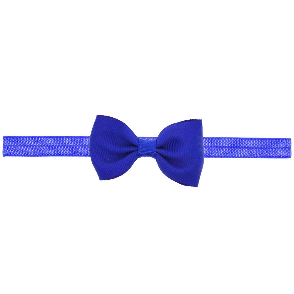 Newborn Baby 2 pcs. Small Size Bow Patched Pattern Solid Color Elastic Headband-10