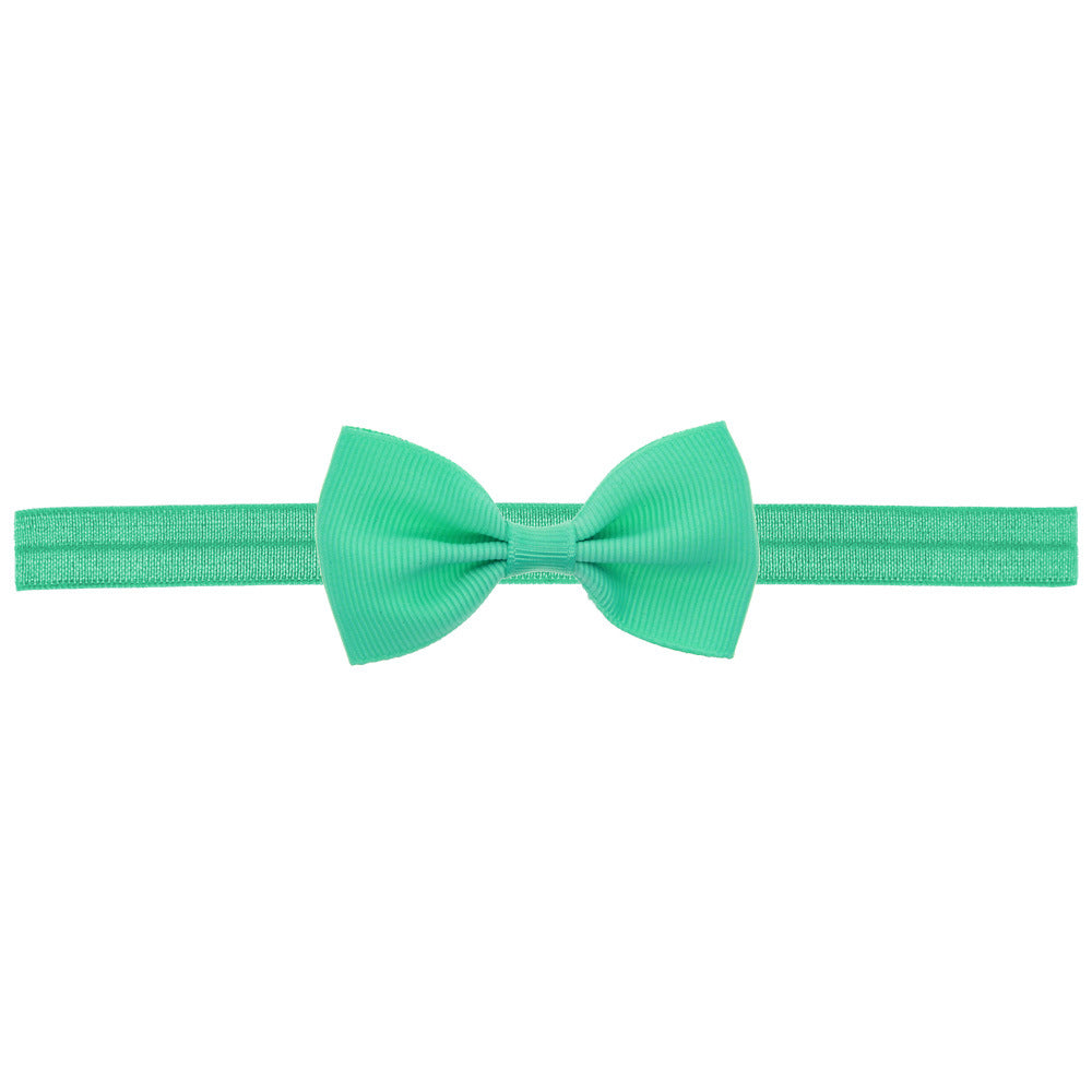 Newborn Baby 2 pcs. Small Size Bow Patched Pattern Solid Color Elastic Headband-5