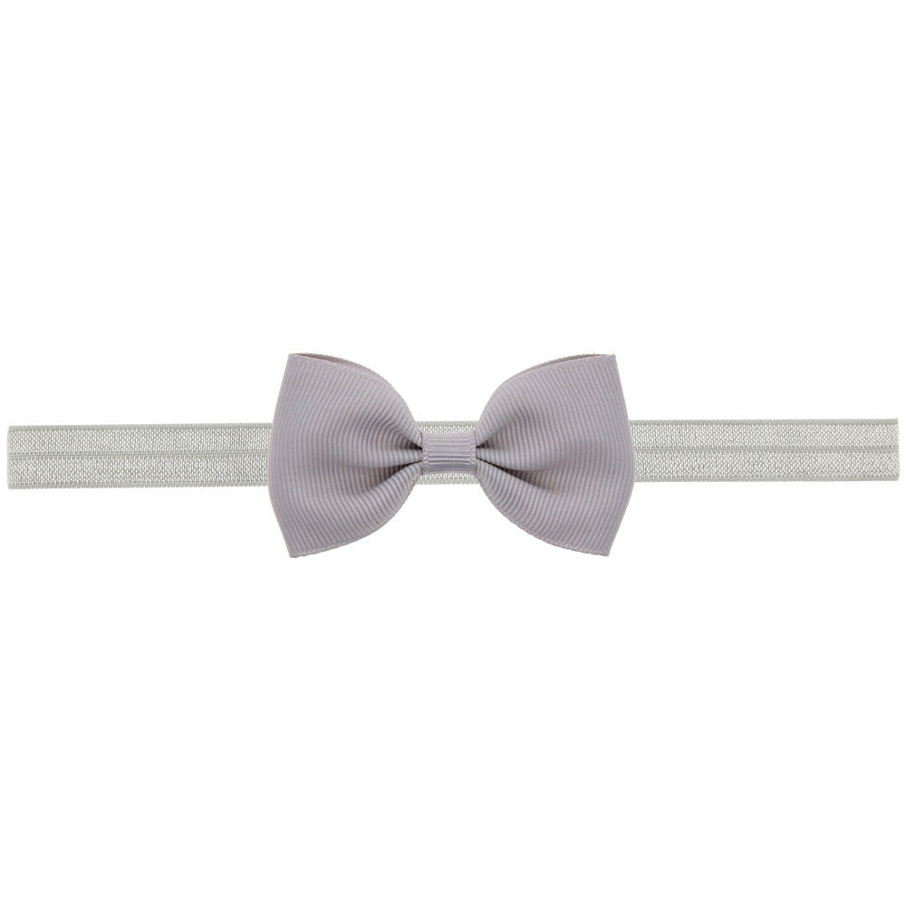Newborn Baby 2 pcs. Small Size Bow Patched Pattern Solid Color Elastic Headband-11
