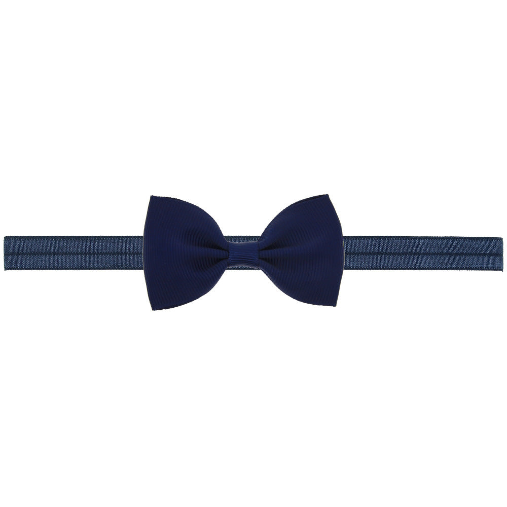 Newborn Baby 2 pcs. Small Size Bow Patched Pattern Solid Color Elastic Headband-14