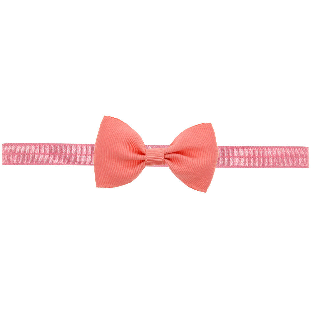 Newborn Baby 2 pcs. Small Size Bow Patched Pattern Solid Color Elastic Headband-8