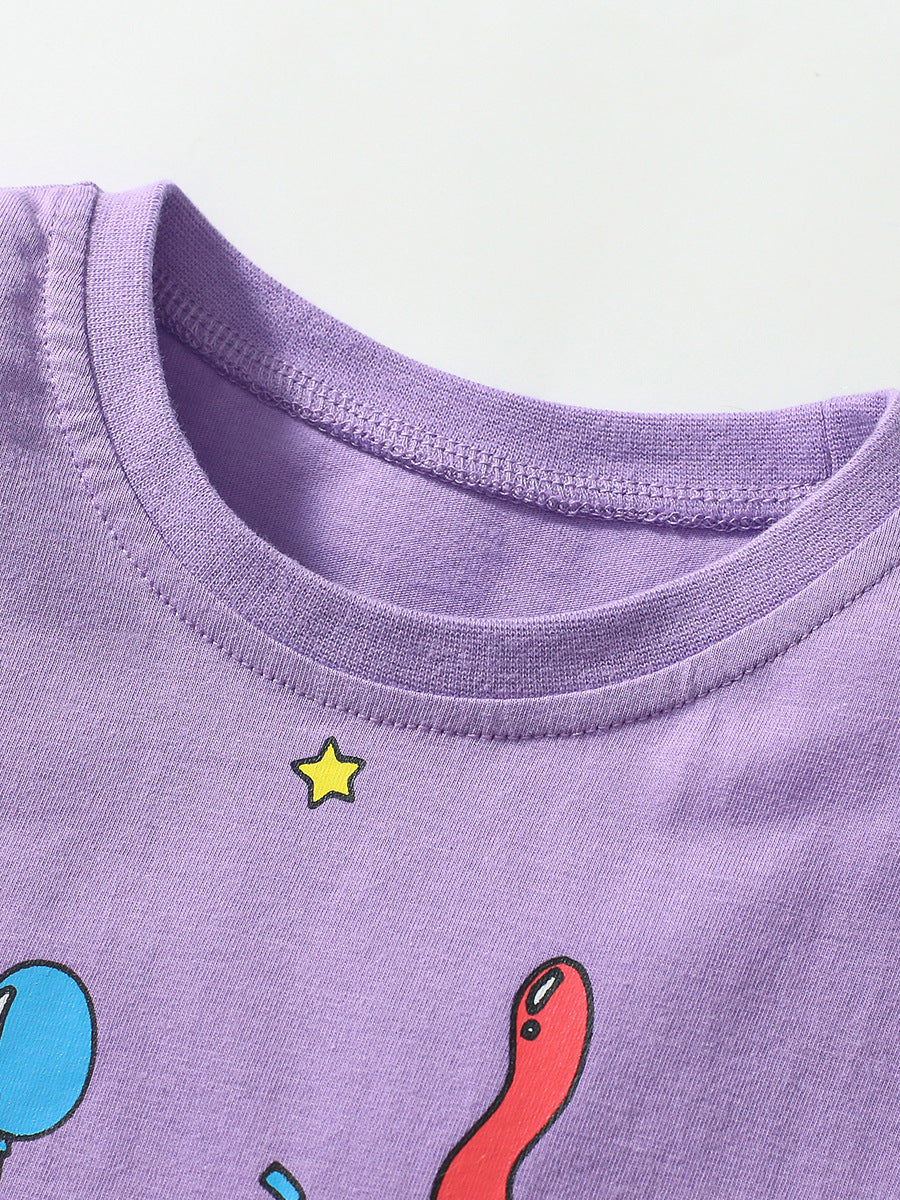 Summer Baby Kids Cartoon Pattern T-shirt and Pants 2-Piece Clothing Set for Girls-1
