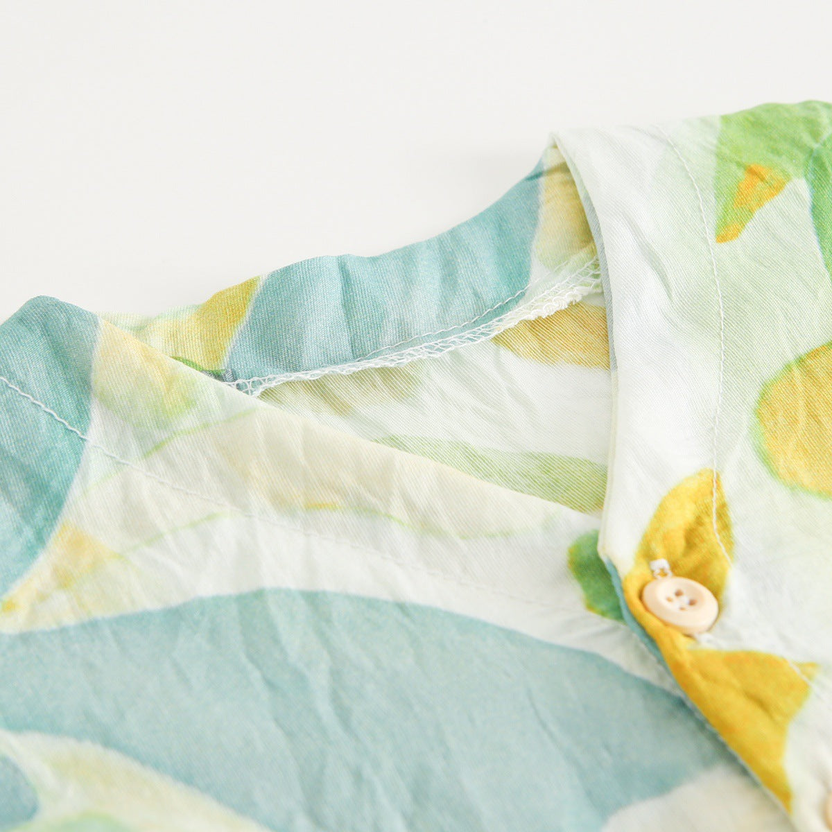 Summer Arrival Baby Girls Casual Leaves Print Short Sleeves V Neck Dress
