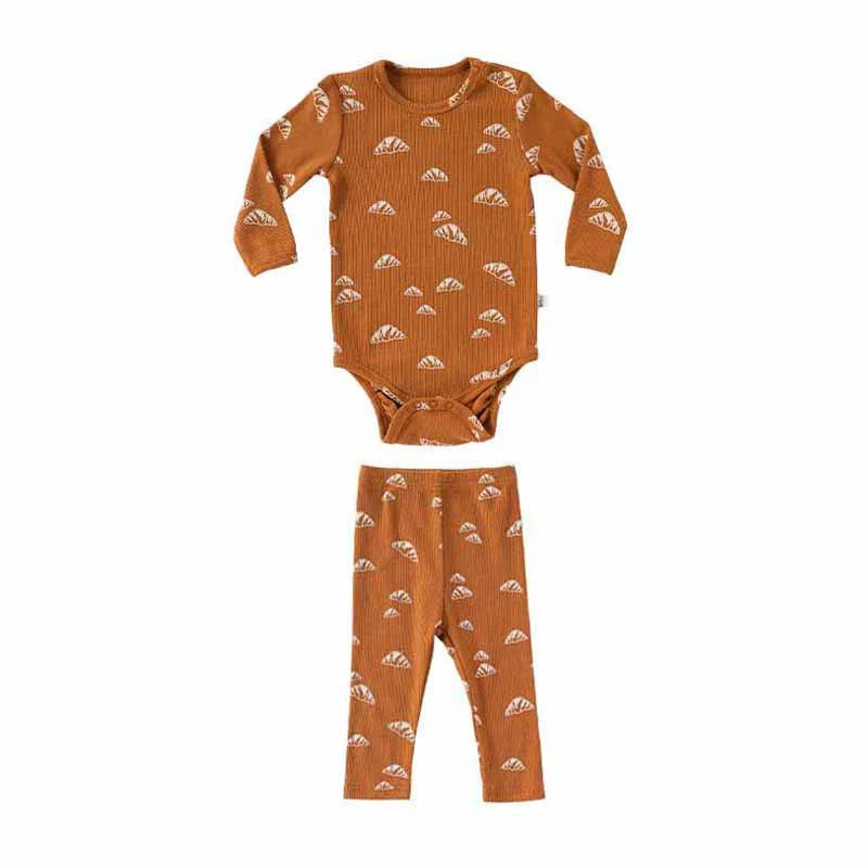 Autumn Arrival Baby Unisex Long Sleeves Geometric Pattern Crew Neck Onesies and Pants Clothing Sets