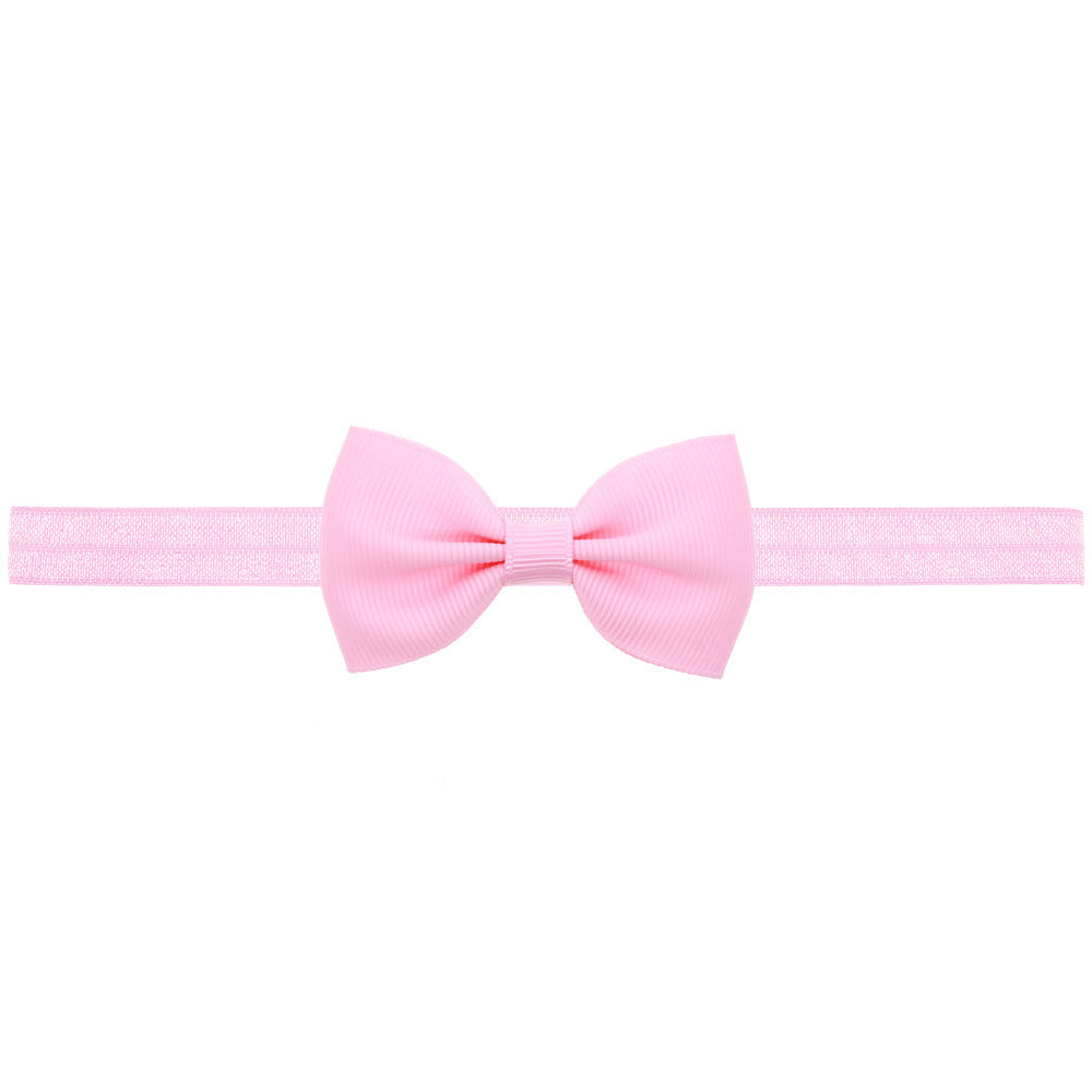 Newborn Baby 2 pcs. Small Size Bow Patched Pattern Solid Color Elastic Headband-2