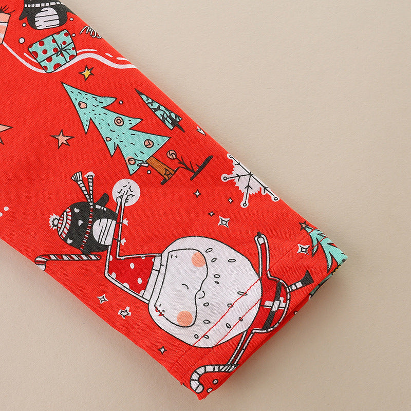 Baby Girl Cartoon Print Pattern Christmas Loose Long Dress