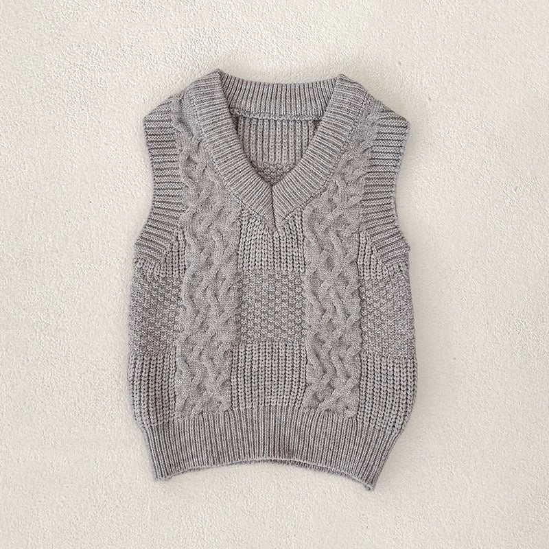 Autumn Arrival Baby Unisex Comfortable Jacquard Pattern Knitted Sleeveless Vest