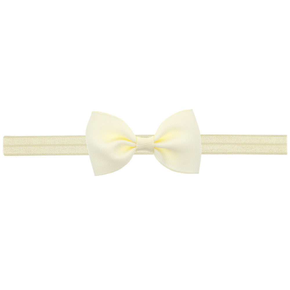 Newborn Baby 2 pcs. Small Size Bow Patched Pattern Solid Color Elastic Headband-3