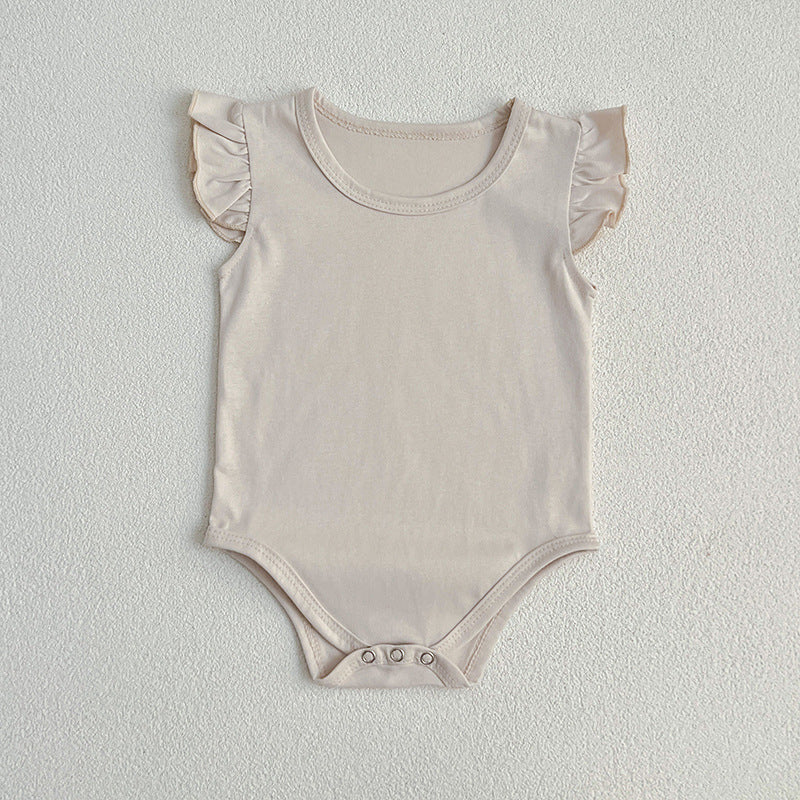 Summer Hot Selling Baby Unisex Solid Color Onesies And Romper Simple Plain Clothing Set