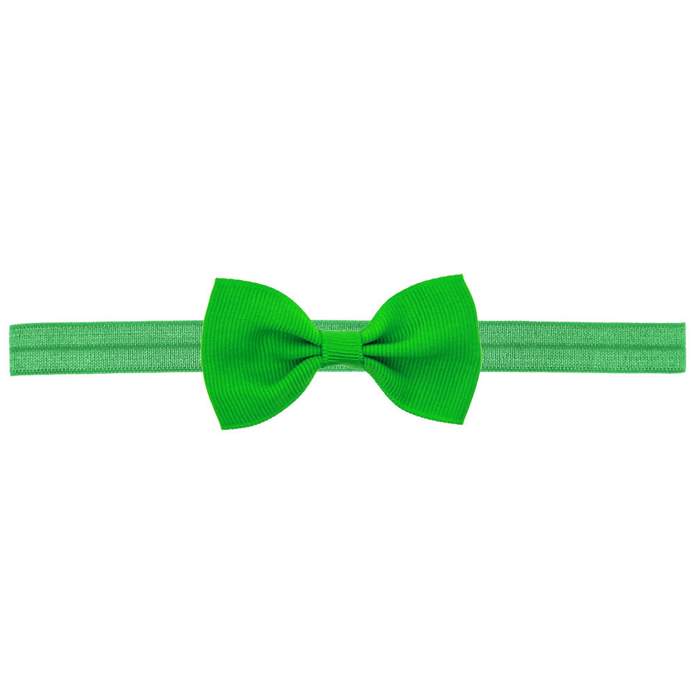Newborn Baby 2 pcs. Small Size Bow Patched Pattern Solid Color Elastic Headband-4