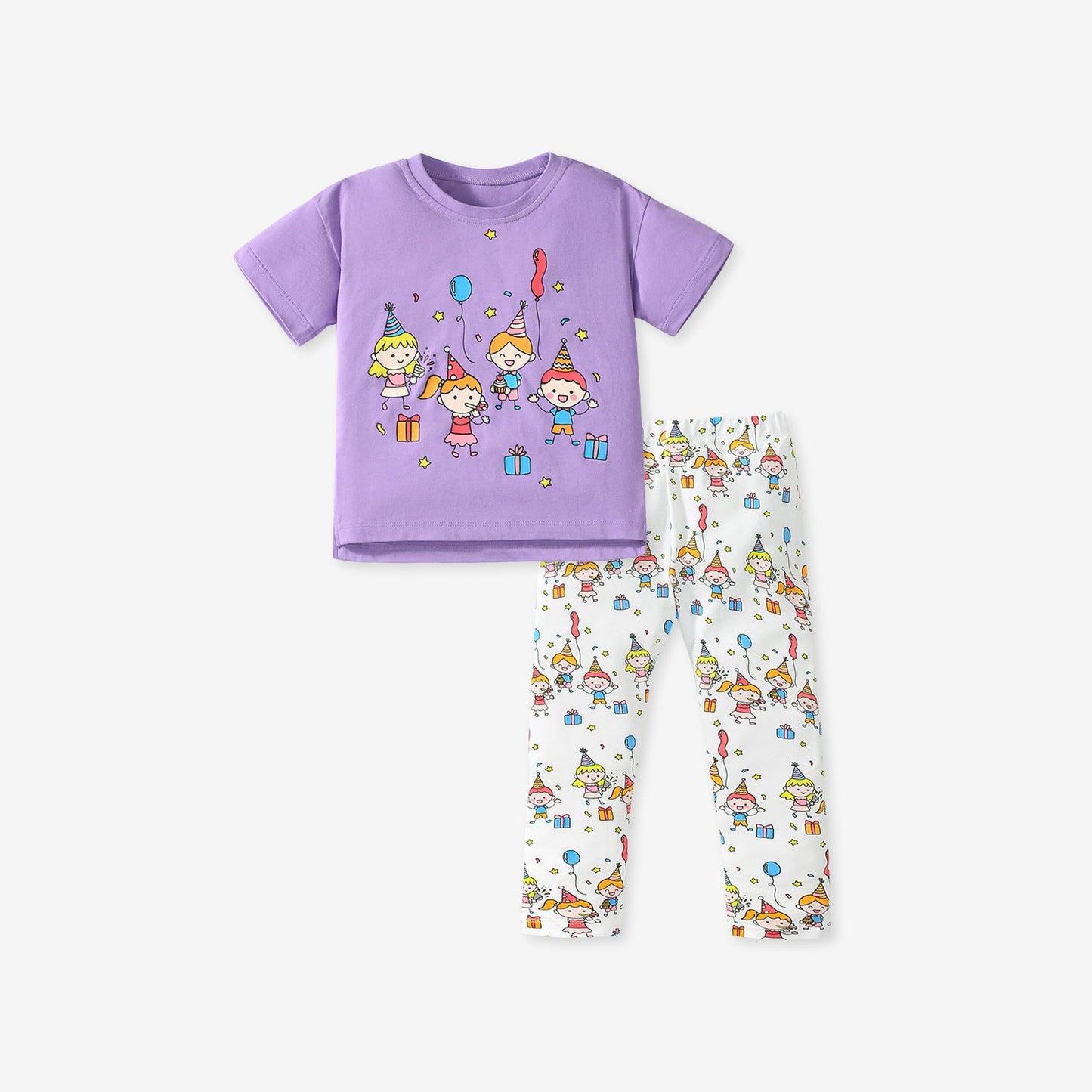 Summer Baby Kids Cartoon Pattern T-shirt and Pants 2-Piece Clothing Set for Girls-4