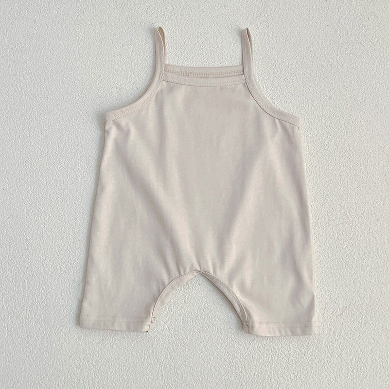 Summer Hot Selling Baby Unisex Solid Color Onesies And Romper Simple Plain Clothing Set