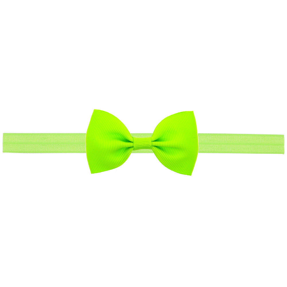 Newborn Baby 2 pcs. Small Size Bow Patched Pattern Solid Color Elastic Headband-13