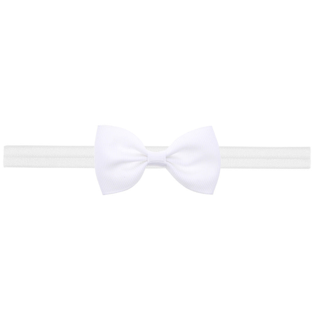 Newborn Baby 2 pcs. Small Size Bow Patched Pattern Solid Color Elastic Headband-20