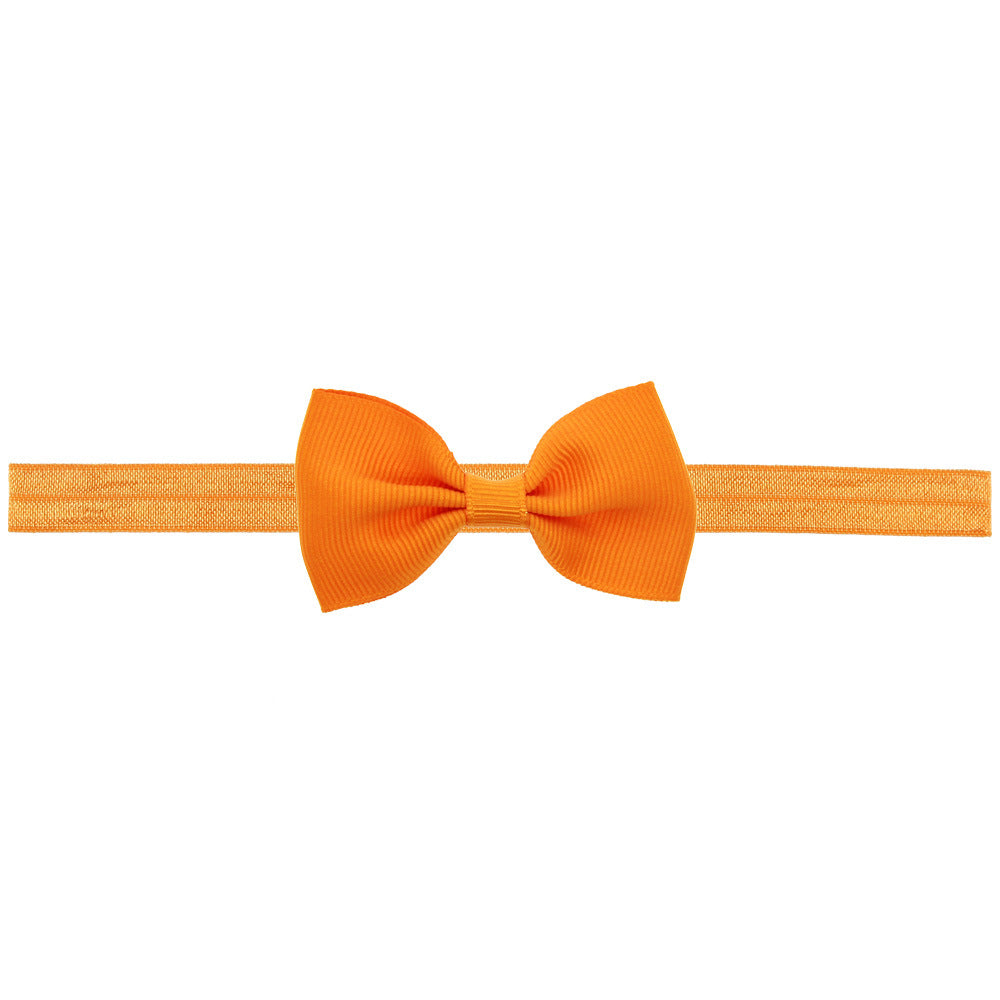 Newborn Baby 2 pcs. Small Size Bow Patched Pattern Solid Color Elastic Headband-15