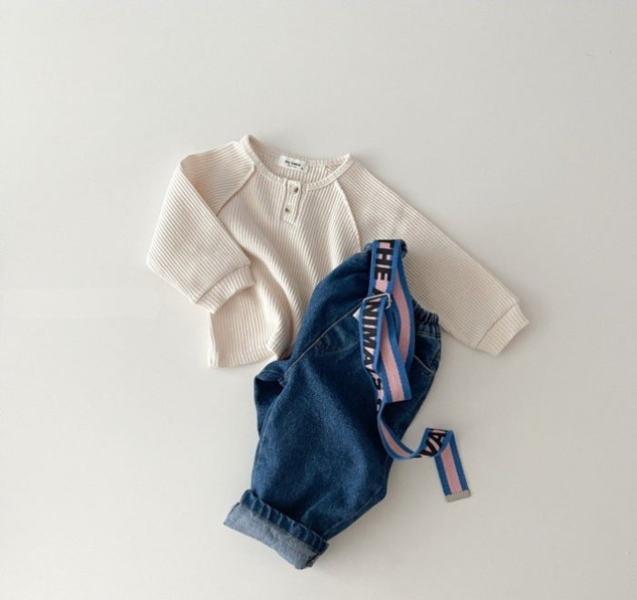 Baby Striped & Polka Dot Pattern & Solid Color Loose Comfort Shirt-5