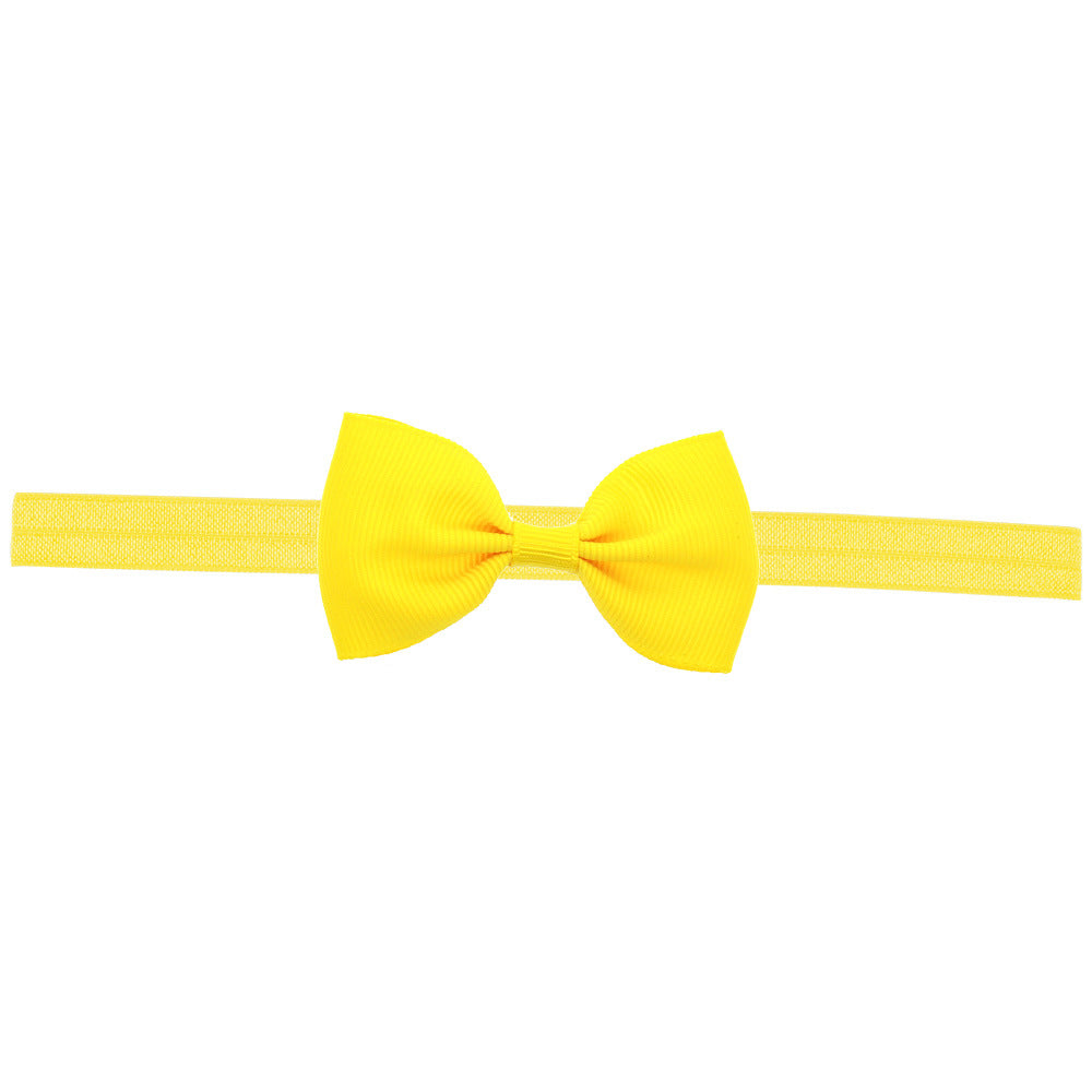 Newborn Baby 2 pcs. Small Size Bow Patched Pattern Solid Color Elastic Headband-21