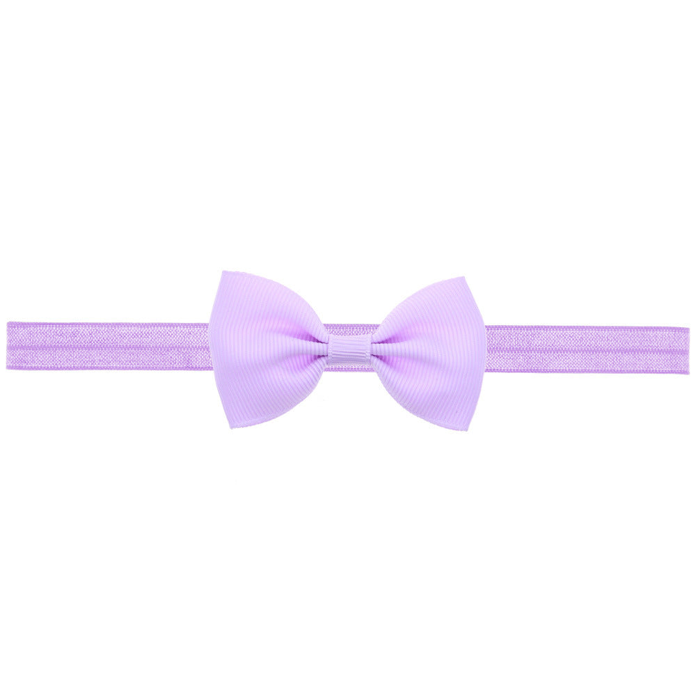 Newborn Baby 2 pcs. Small Size Bow Patched Pattern Solid Color Elastic Headband-19