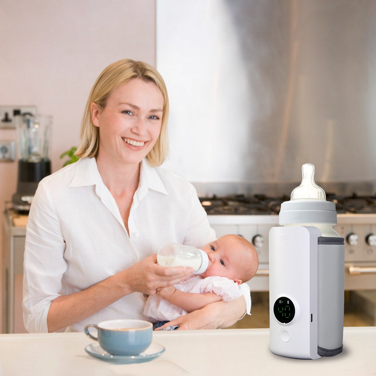 1Pc Portable Bottle Warmer Baby Milk Warmer Milk Formula Warmer For Travel With 6 Heating Levels USB Rechargeable Keep Milk Warm For 5 Hours No Bottle Included